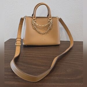 Nanette Lepore Tan Satchel with Chain Accent